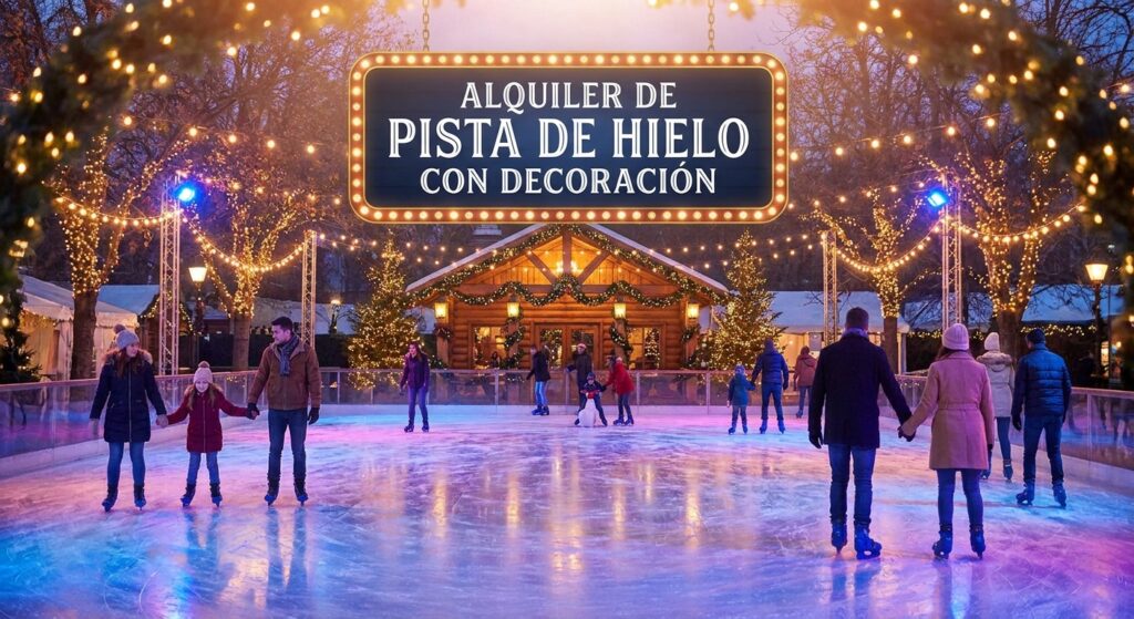 Alquiler de pista de hielo con iluminación y decoración