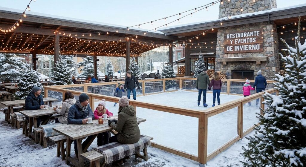 Alquiler de pista de hielo para restaurantes con eventos de invierno
