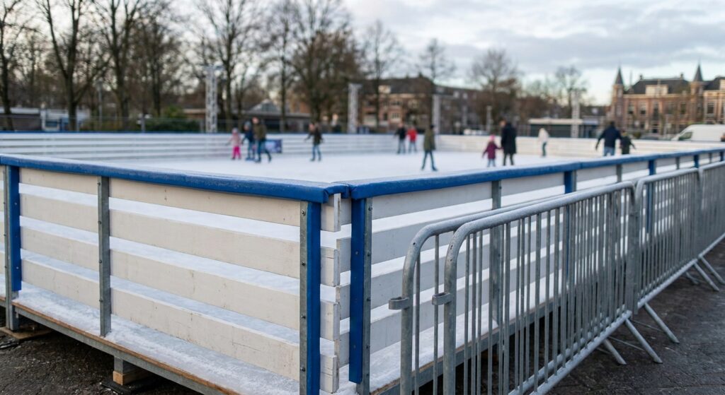 Alquiler de vallas y bordes para pistas de hielo m&oacute;viles