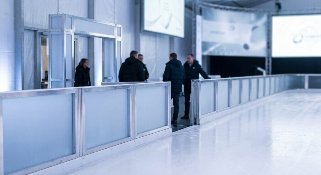 Mejor sistema de vallas y bordes para pistas de hielo de alquiler