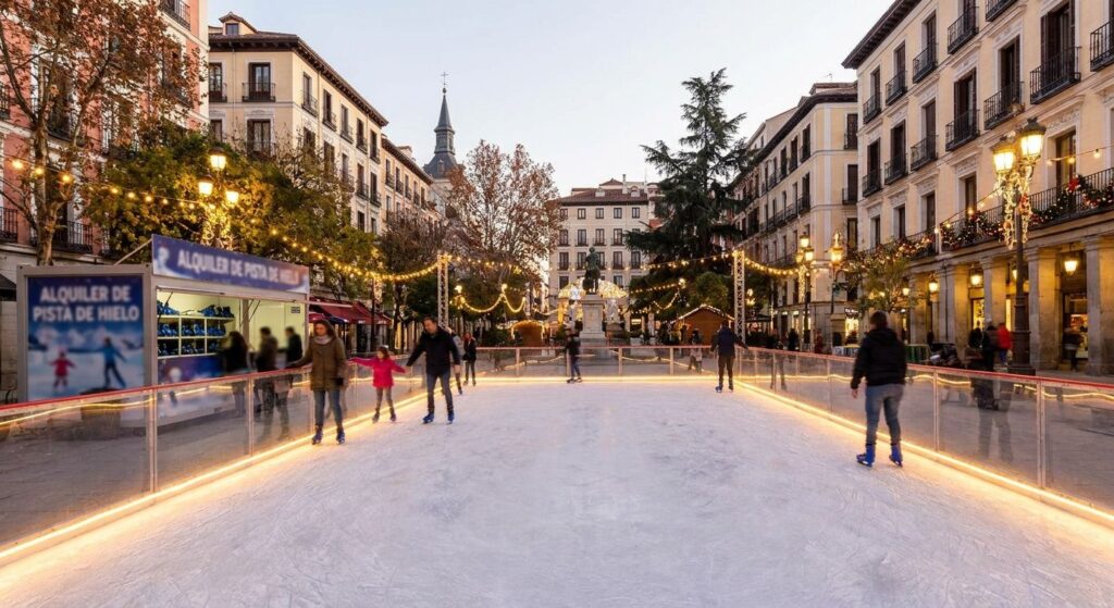 Alquiler de pista de hielo con iluminaci&oacute;n LED
