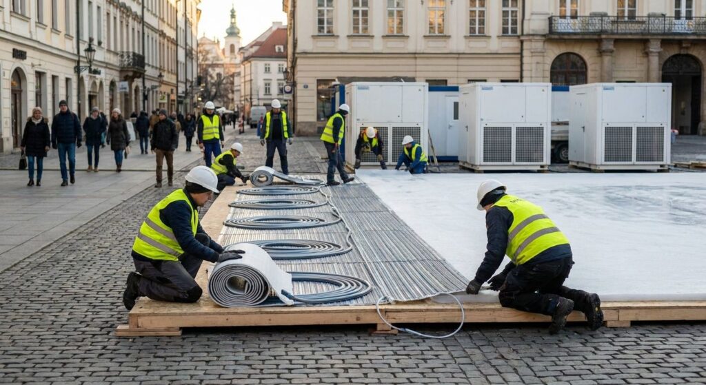 Alquiler de pista de hielo con instalaci&oacute;n