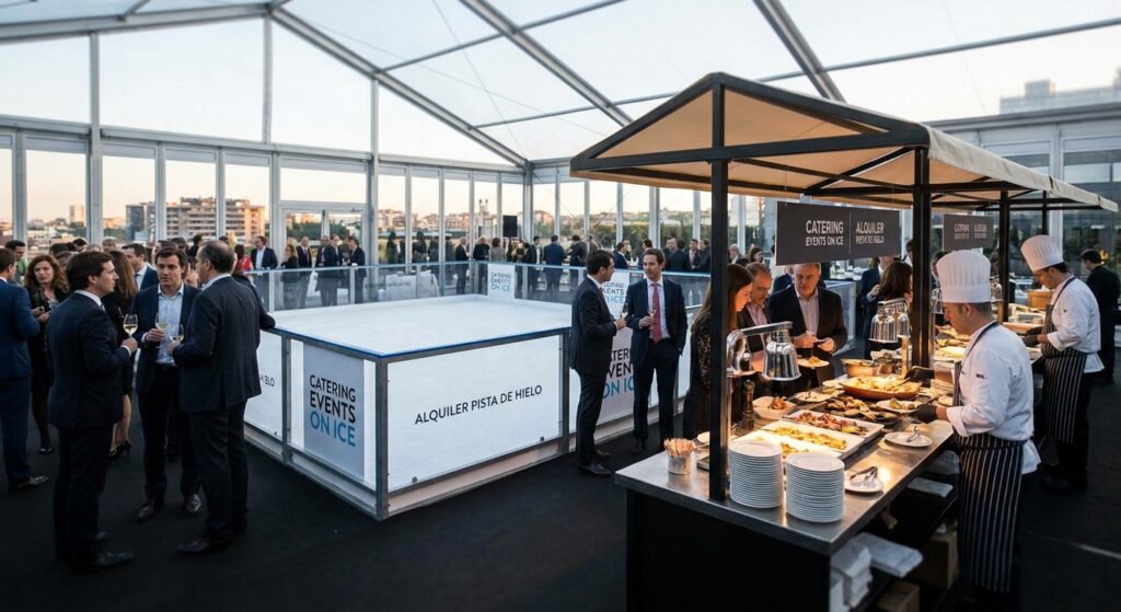 Alquiler de pista de hielo para empresas de catering