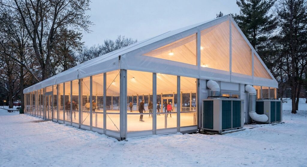 C&oacute;mo climatizar la carpa de una pista de hielo cubierta