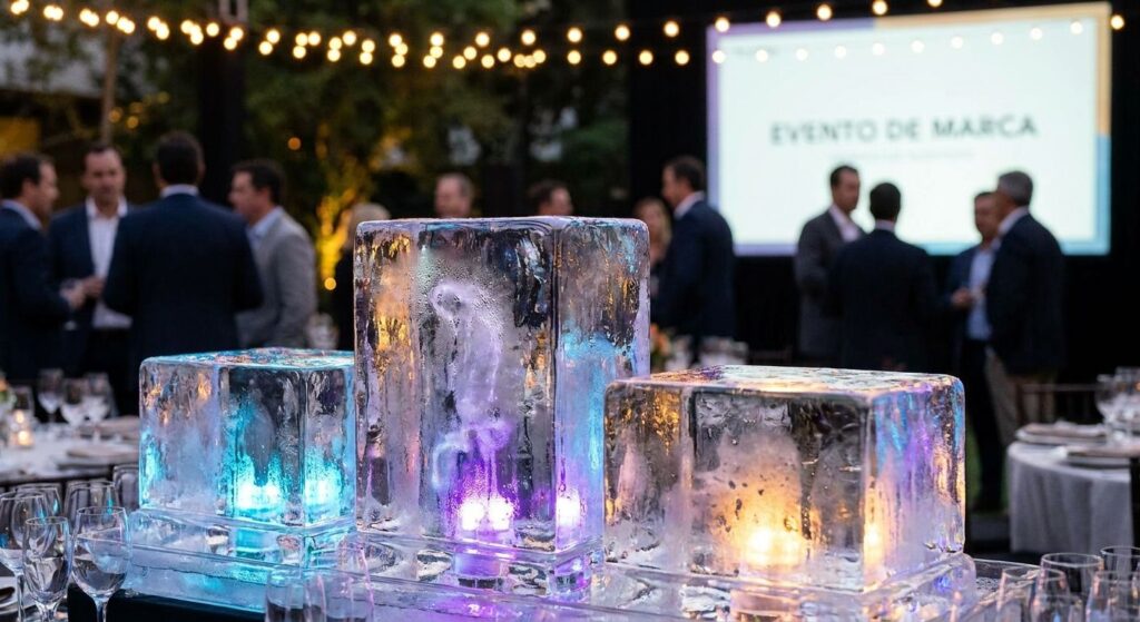 Cómo elegir el color y la iluminación del hielo para eventos de marca