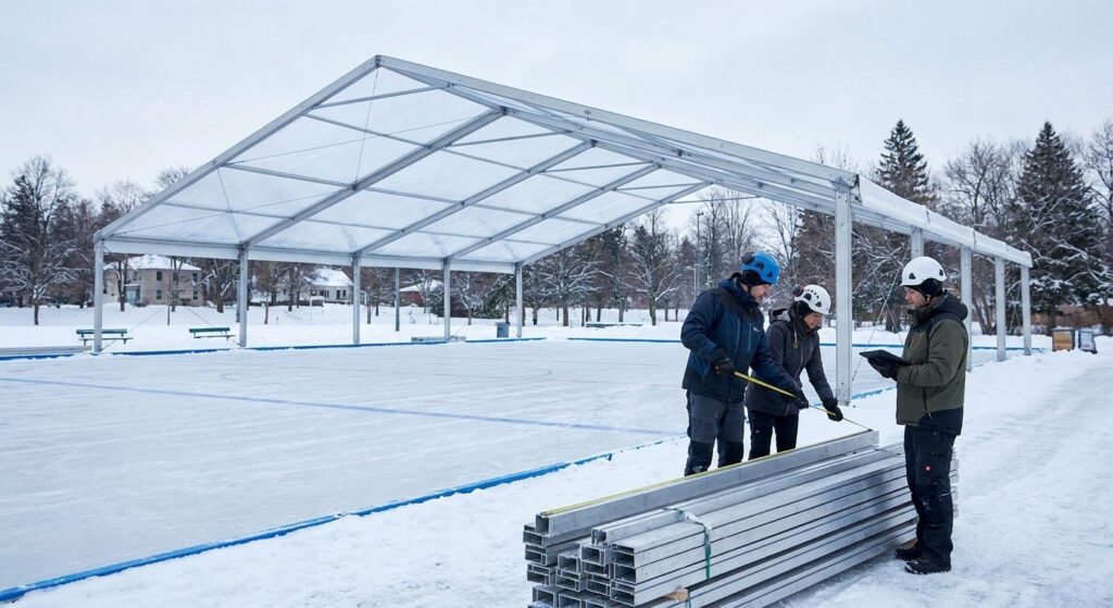 Cómo elegir el tamaño de la carpa para cubrir una pista de hielo