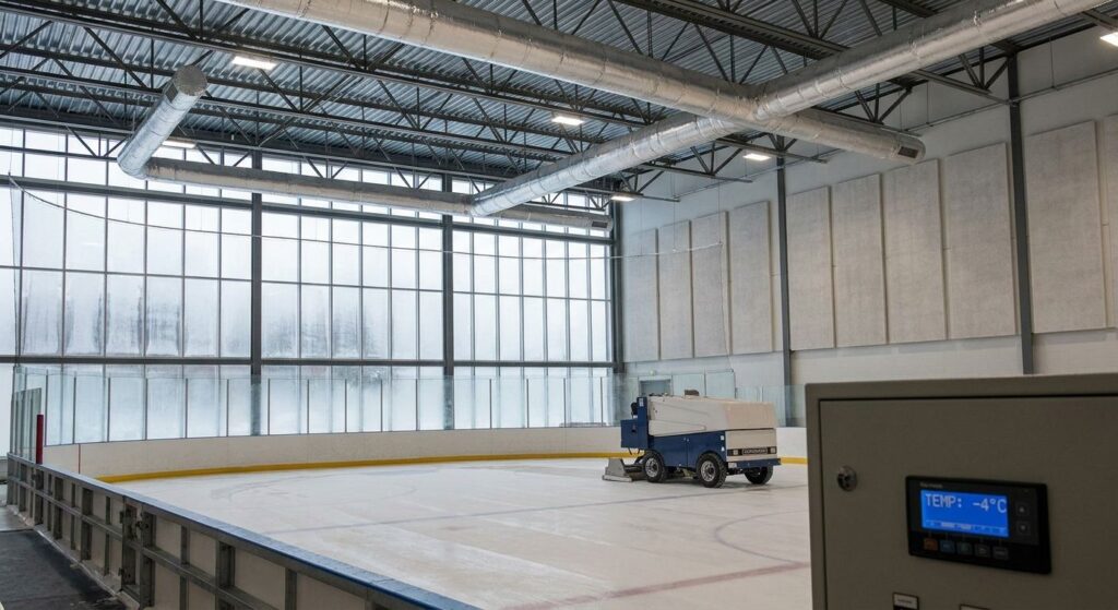 Cómo insonorizar y climatizar una pista de hielo en un pabellón cerrado