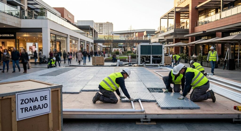 C&oacute;mo instalar una pista de hielo en espacio comercial al aire libre