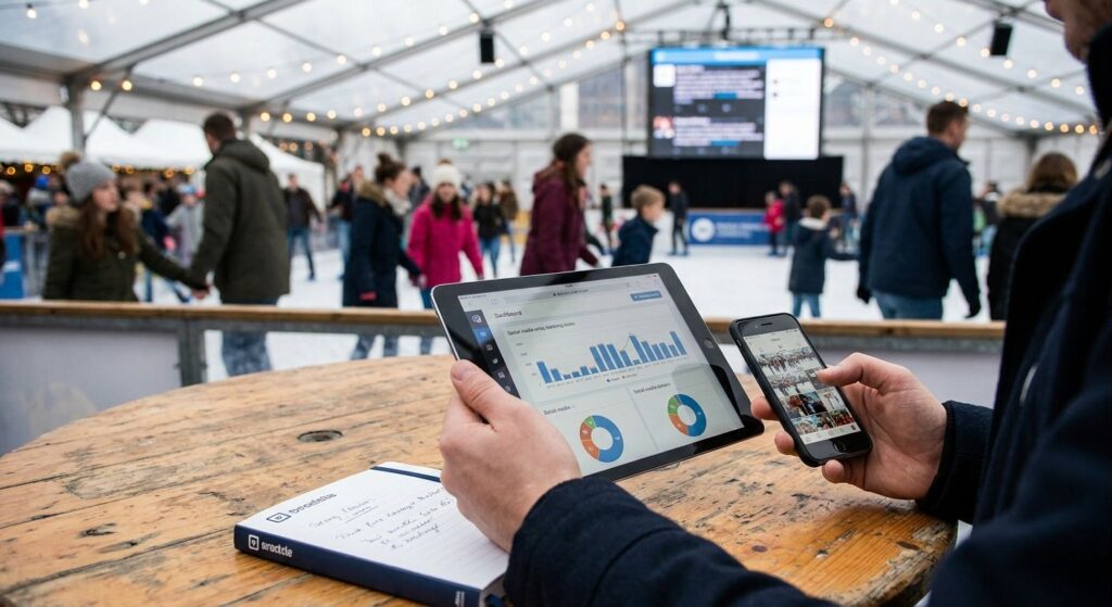 Cómo medir el retorno de una pista de hielo en redes sociales tras el evento