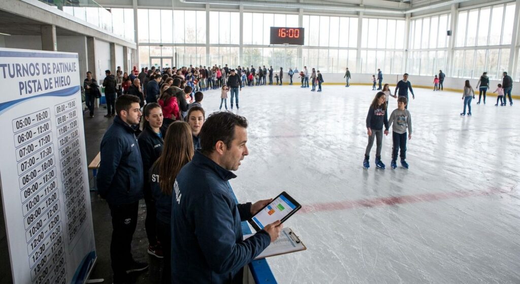 Cómo planificar los turnos de patinaje en una pista de hielo con alta demanda