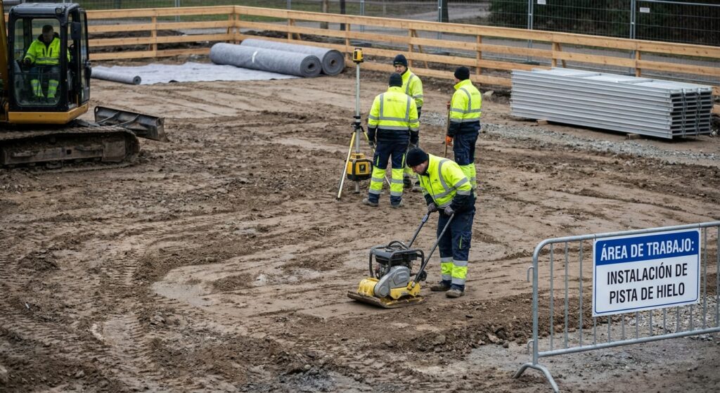 C&oacute;mo preparar el terreno antes de instalar una pista de hielo alquilada
