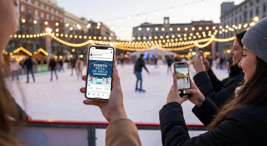 Cómo promocionar un evento con pista de hielo en redes sociales