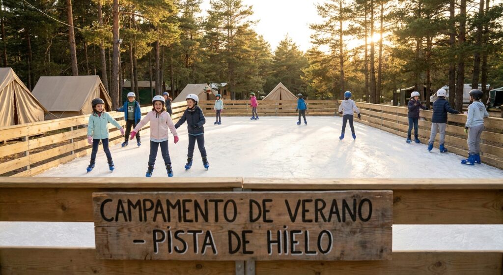 Pista de hielo para campamentos de verano infantiles