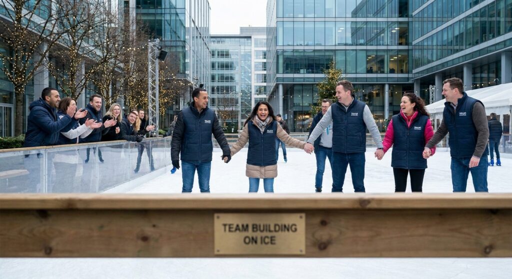 Pista de hielo para eventos de team building corporativo
