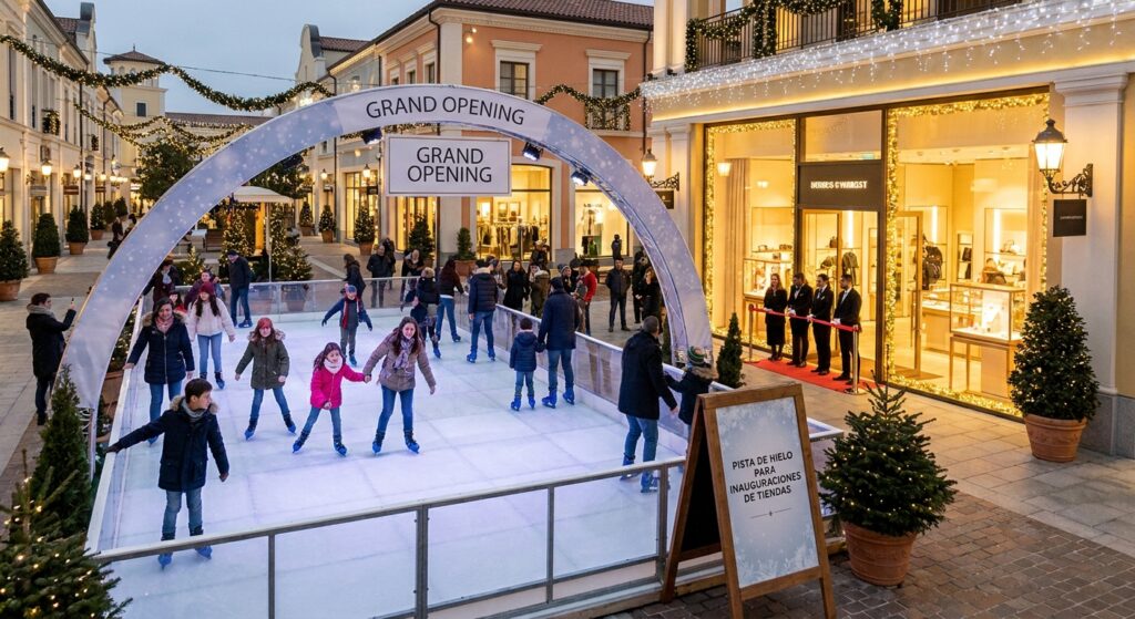Pista de hielo para inauguraciones de tiendas