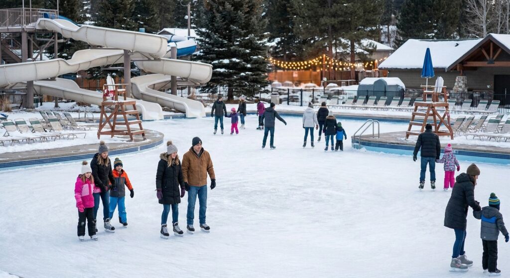 Pista de hielo para parques acuáticos en temporada de invierno