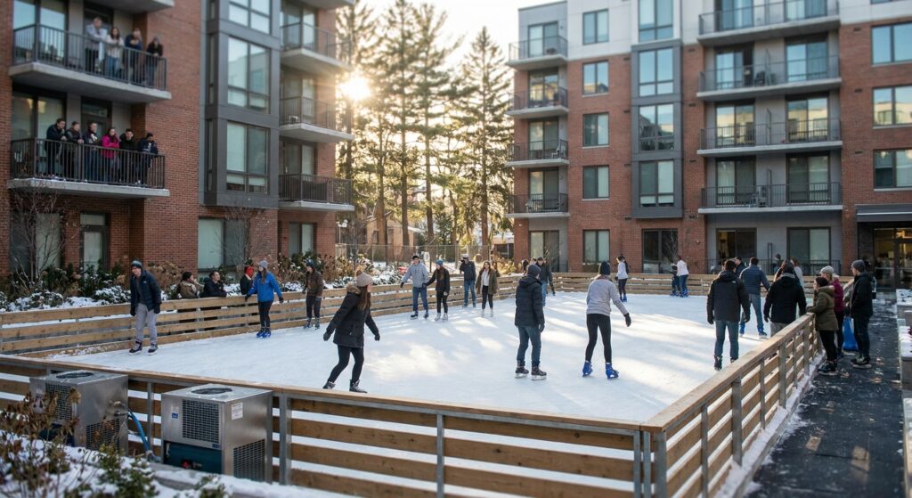 Pista de hielo para residencias de estudiantes