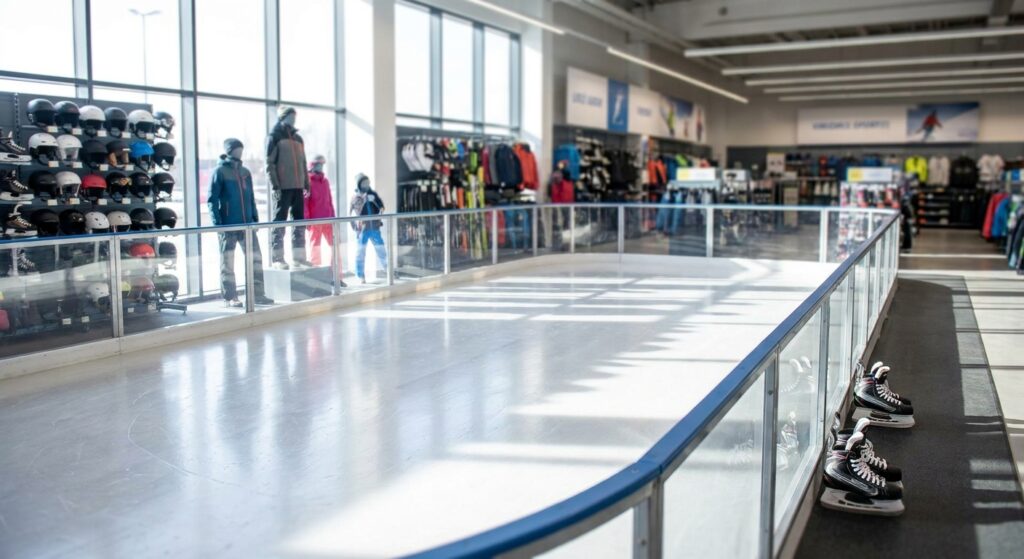 Pista de hielo para tiendas de artículos deportivos